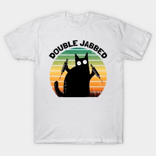 Cat With Syringes, Double Jabbed, Fully Vaccinated T-Shirt